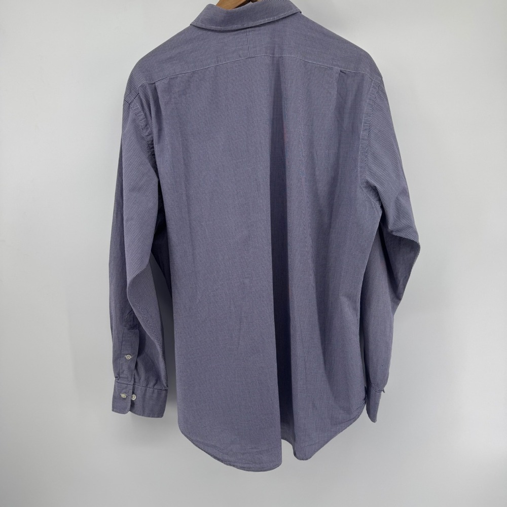 Polo Ralph Lauren Mens XL 17 Philip‎ Fit Gingham Dress Shirt Purple Cotton - Picture 5 of 8